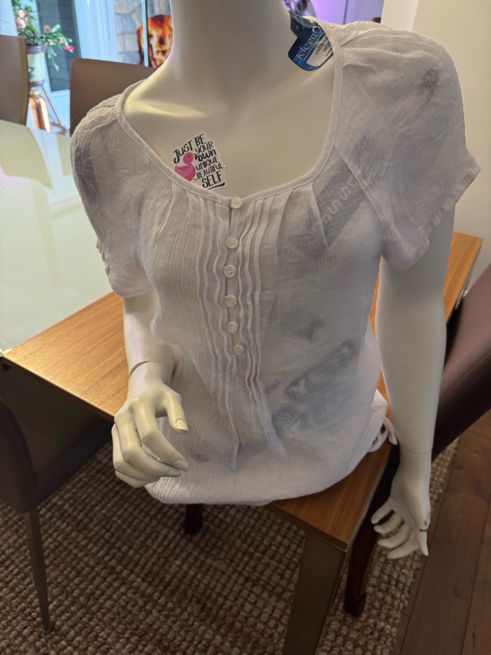 Denver Hayes White Pintuck Button-Front Blouse